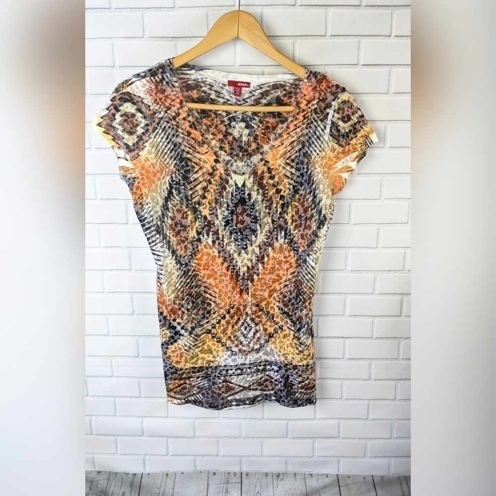 Bongo Leopard Tribal Patterned Embellished Top